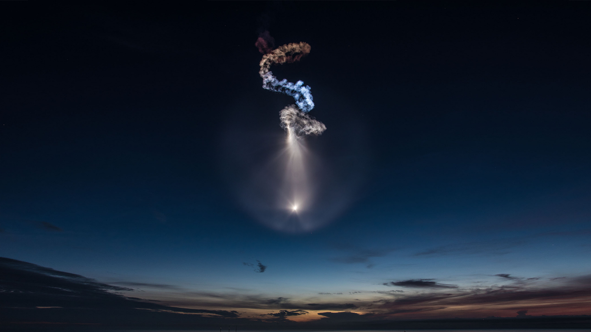 Falcon 9 first and second stages after separating in flight