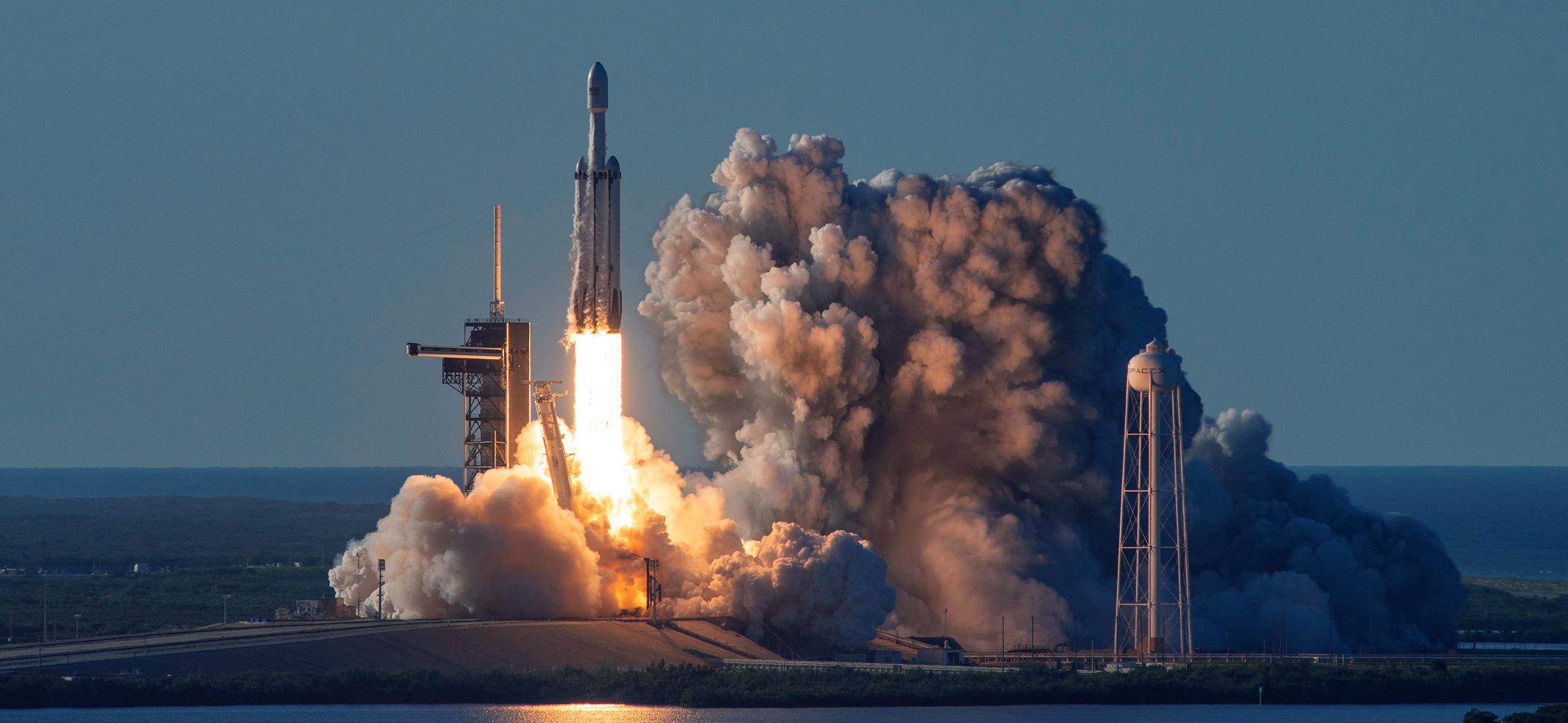 Falcon Heavy lifts off from Pad 39A at Kennedy Space Center