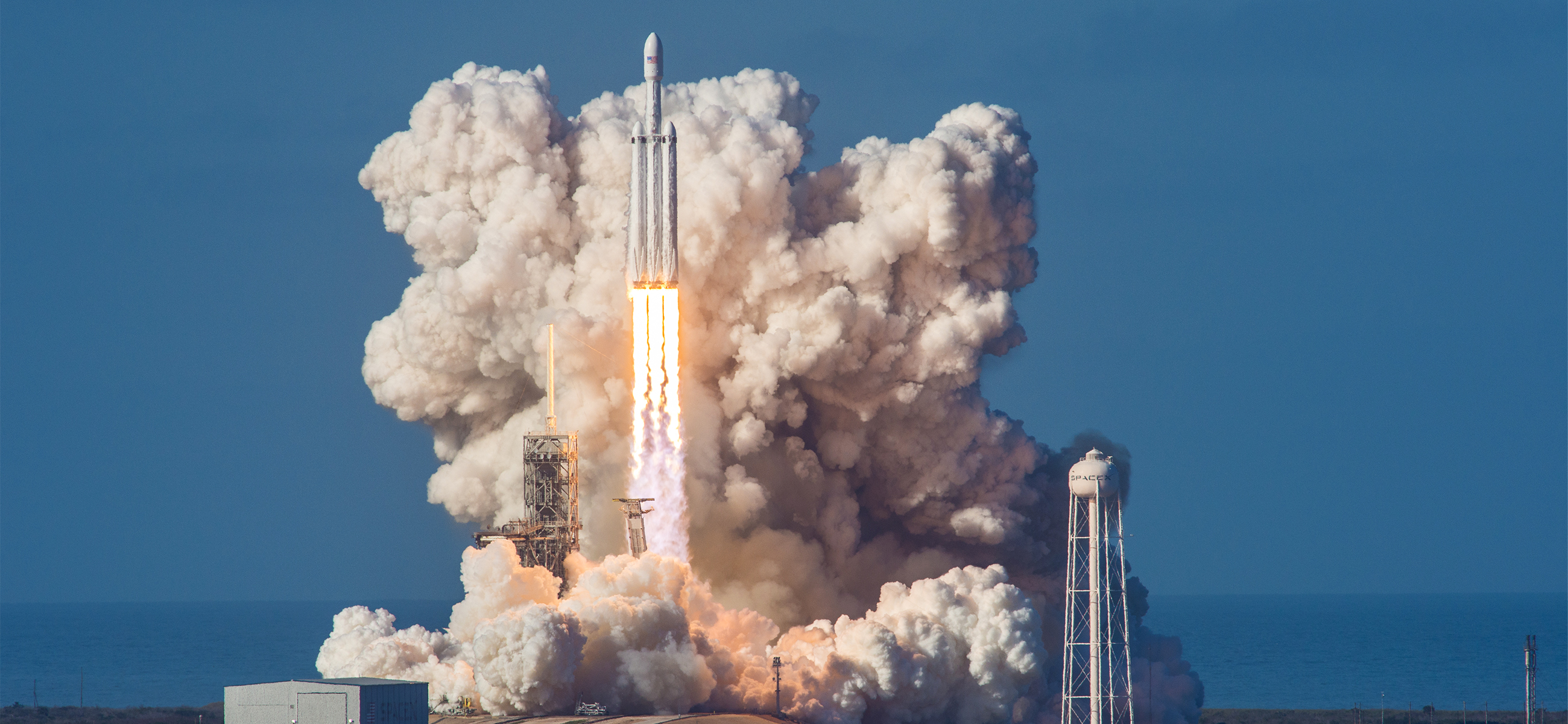 Falcon Heavy lifts off from Pad 39A at Kennedy Space Center